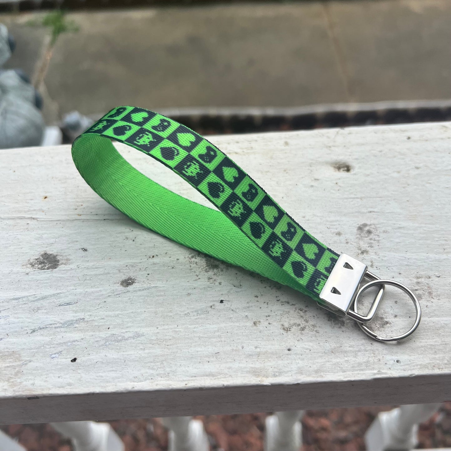 Retro Video Game Print Nylon Wristlet Keychain – Handmade Double-Sided Key Fob
