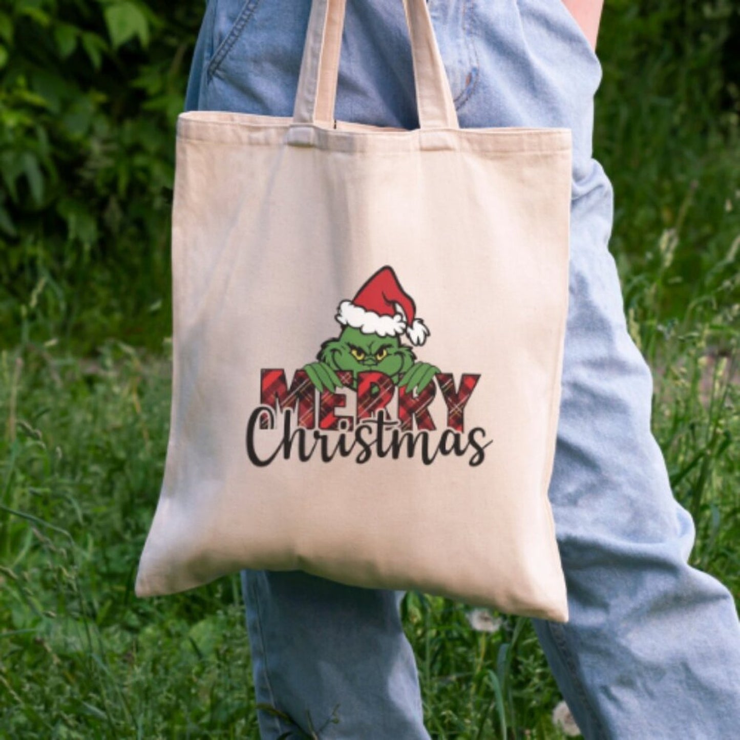 Grinch Merry Christmas Tote Bag 100% Cotton