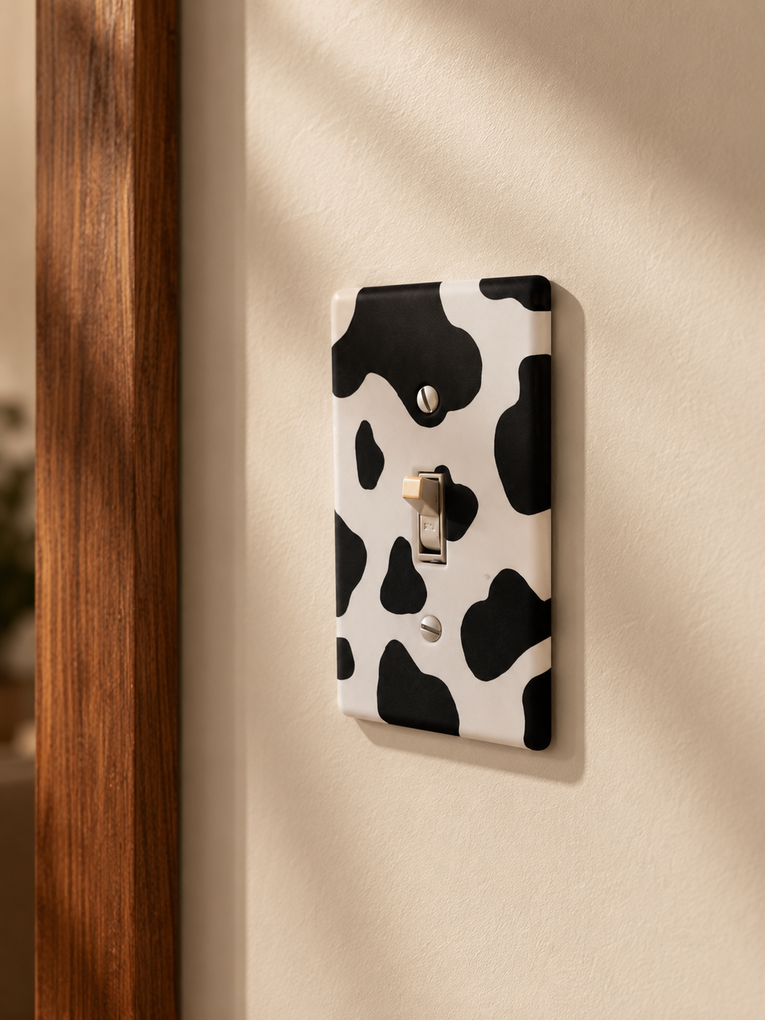 Cow Print Light Switch Cover | 3D Printed Farmhouse Western Room Decor