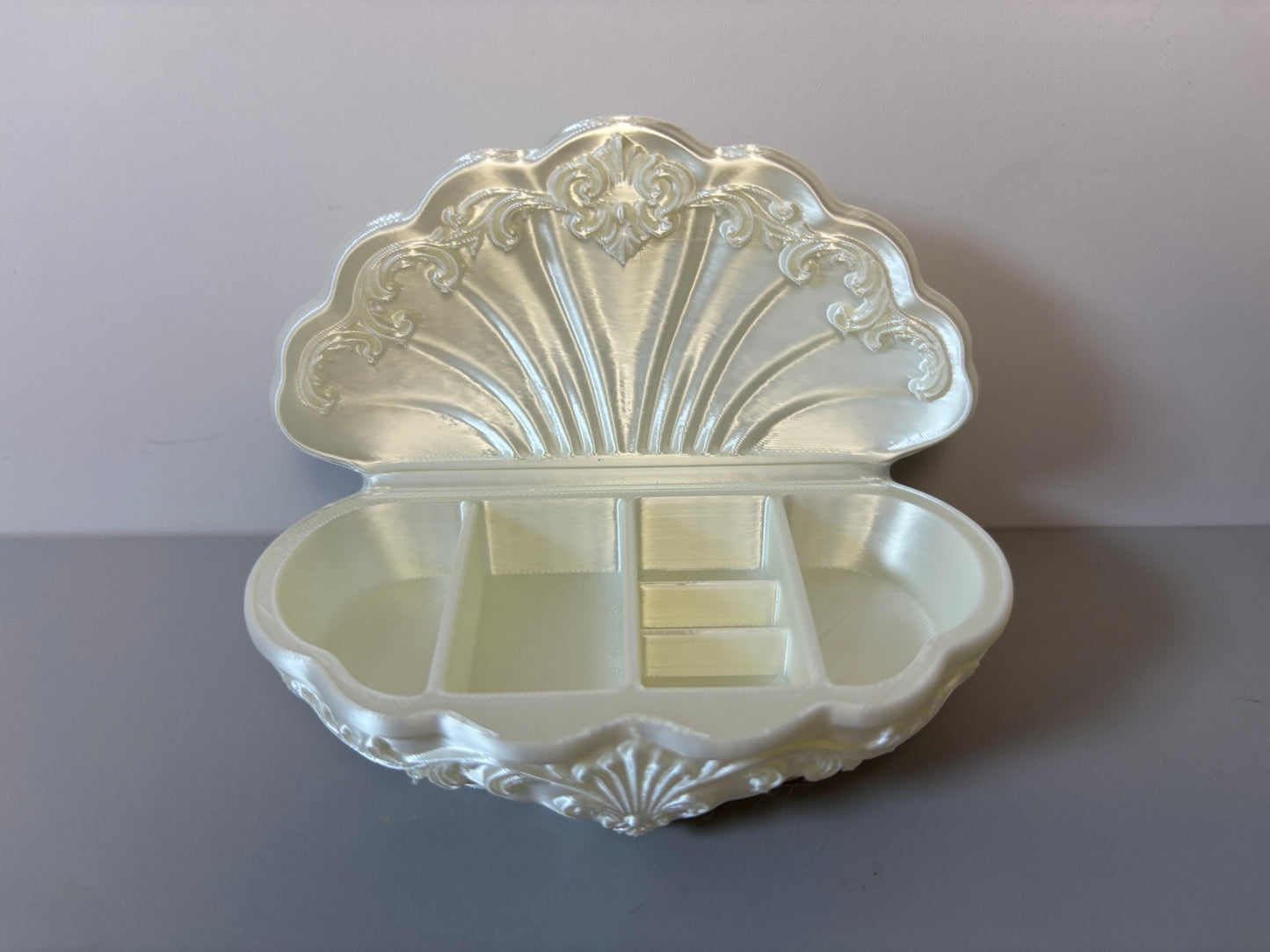 Pearlescent Seashell Jewelry Box | Coastal Trinket Organizer