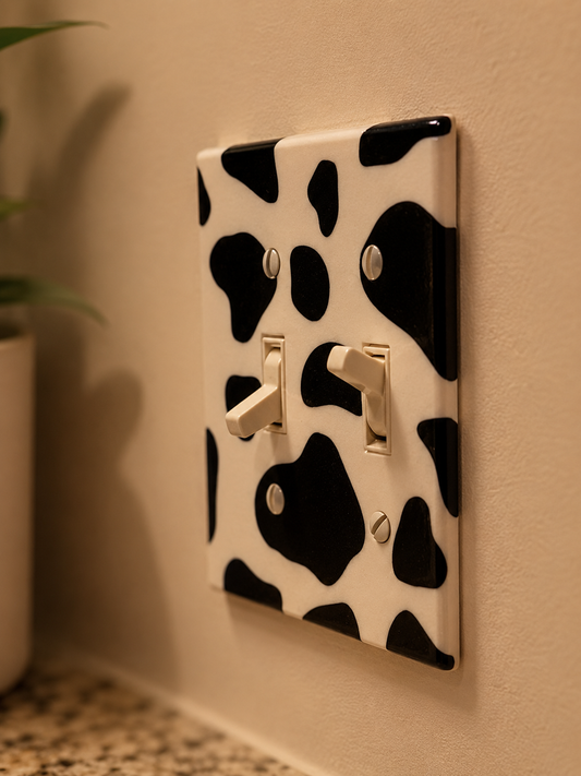 Cow Print Double Light Switch Cover | Western Room Decor | Farmhouse Wall Plate