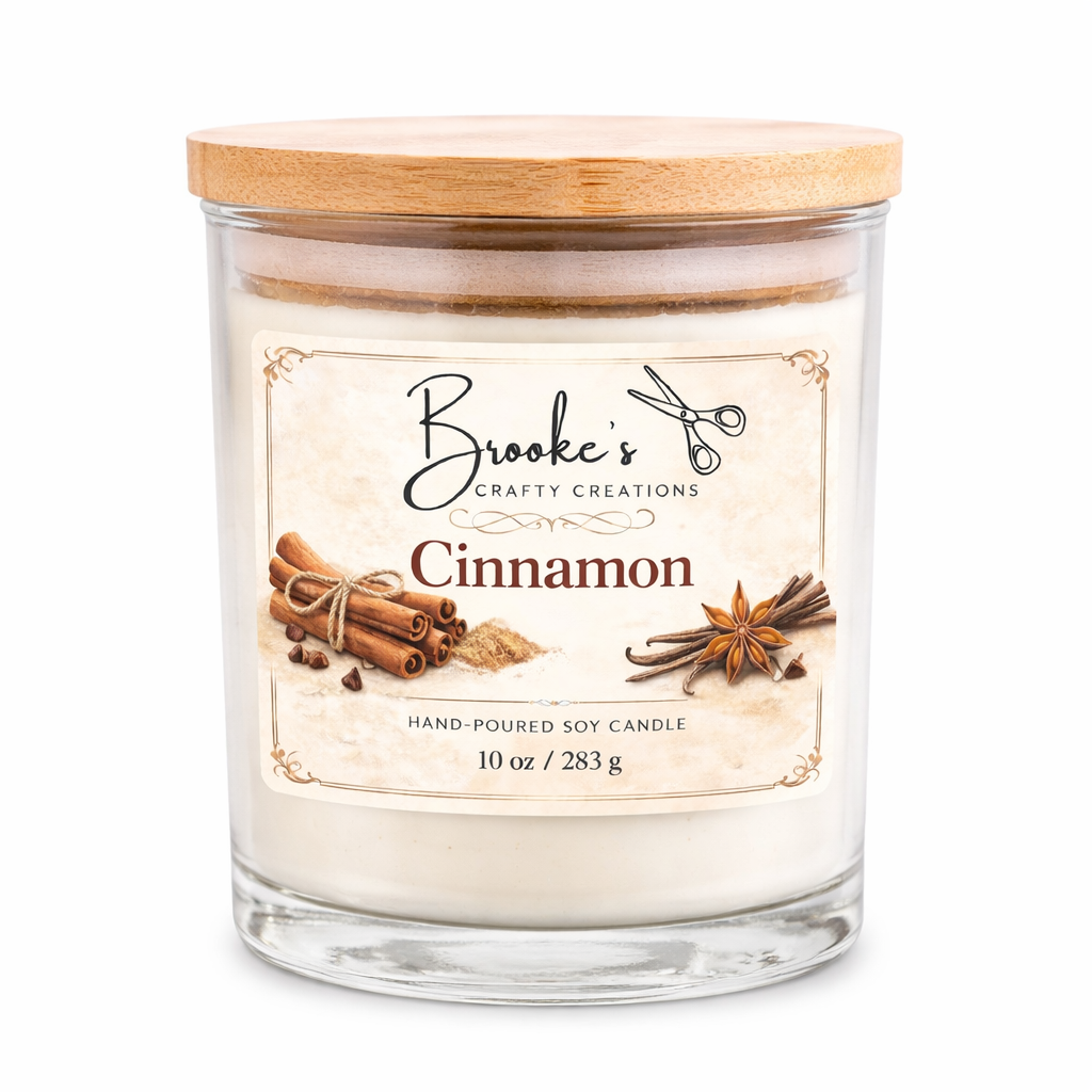 Cinnamon Soy Candle | 10oz Hand-Poured | Warm Spiced Scent | Bamboo Lid