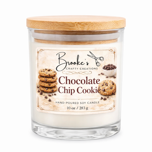 Chocolate Chip Cookie Soy Candle | 10oz Hand-Poured | Bakery Dessert Scent | Bamboo Lid