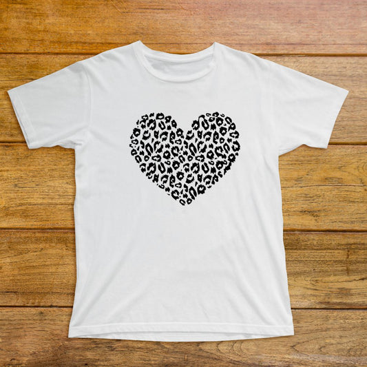 Leopard Print Heart Graphic T Shirt