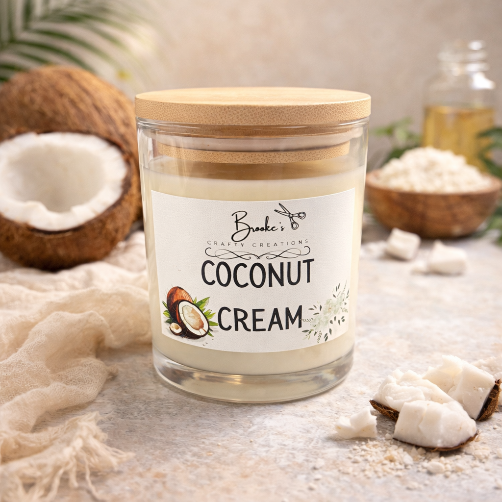 Coconut Cream Soy Candle | 10oz Hand-Poured | Sweet Creamy Coconut Scent | Bamboo Lid