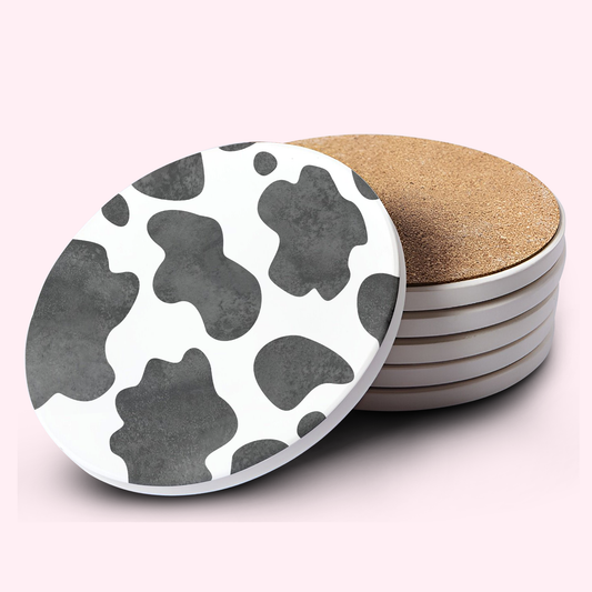 Cow Print Ceramic Bar Coasters