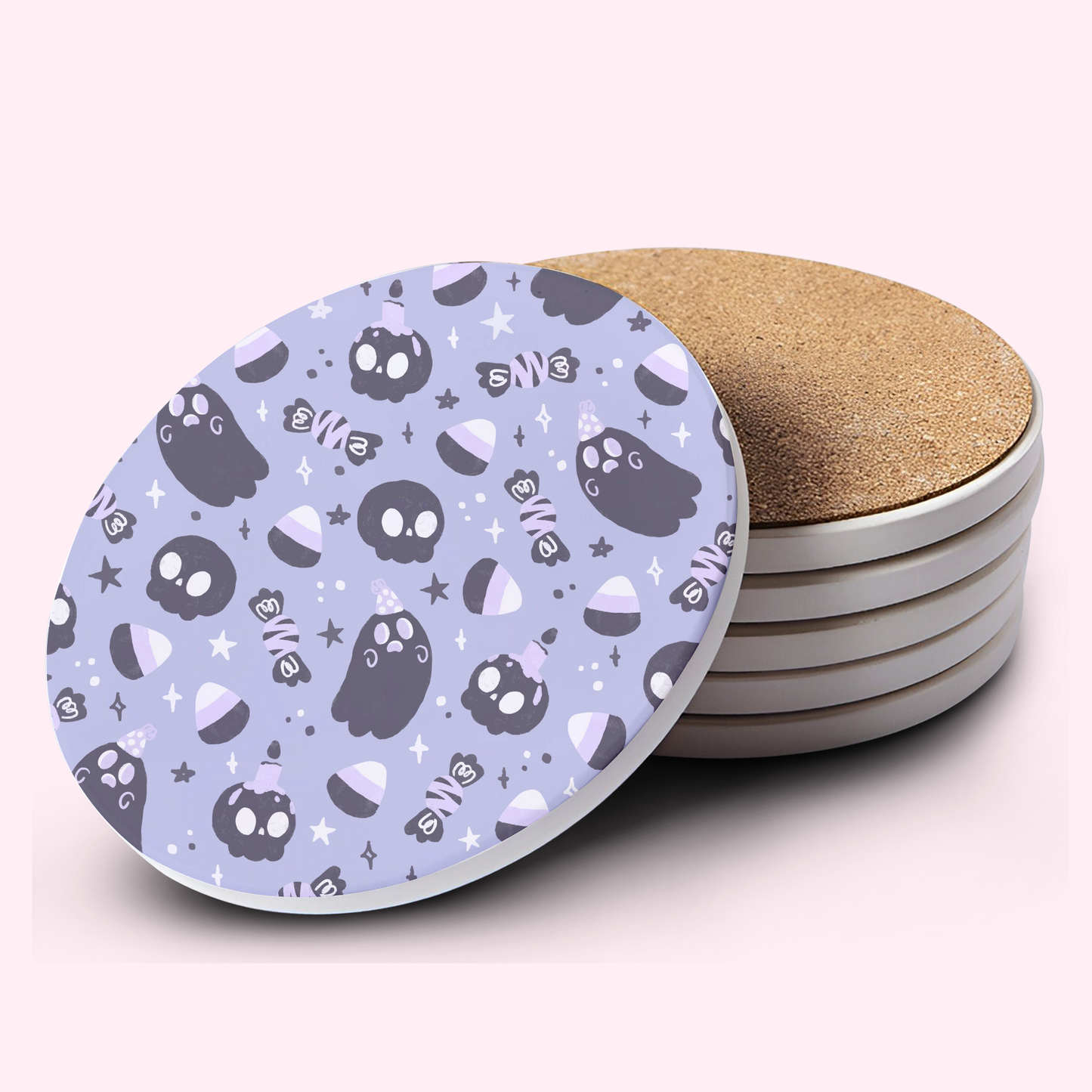 Purple Halloween Ceramic Bar Coasters