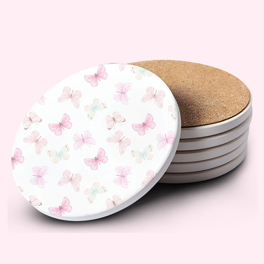 Butterflies Ceramic Bar Coasters