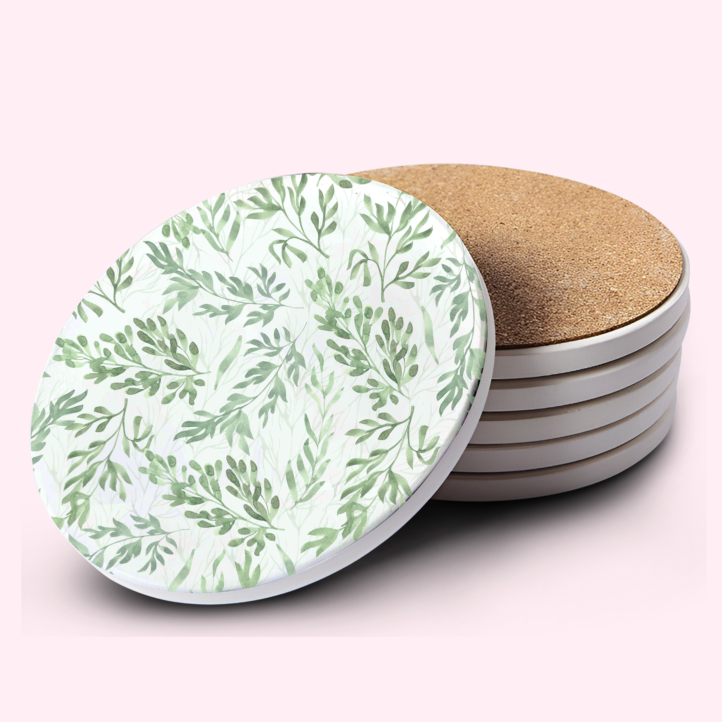 Greenery Ceramic Bar Coasters