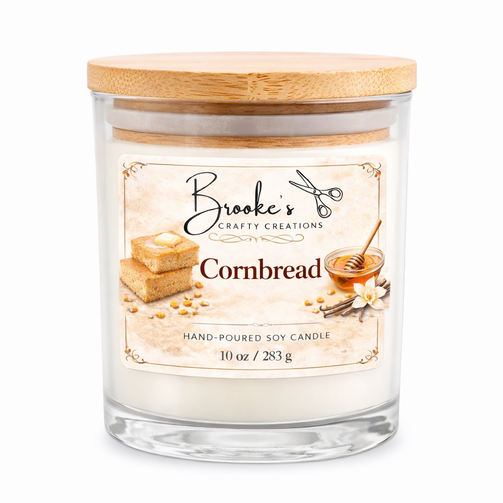 Cornbread Soy Candle | 10oz Hand-Poured | Sweet Bakery Scent | Bamboo Lid