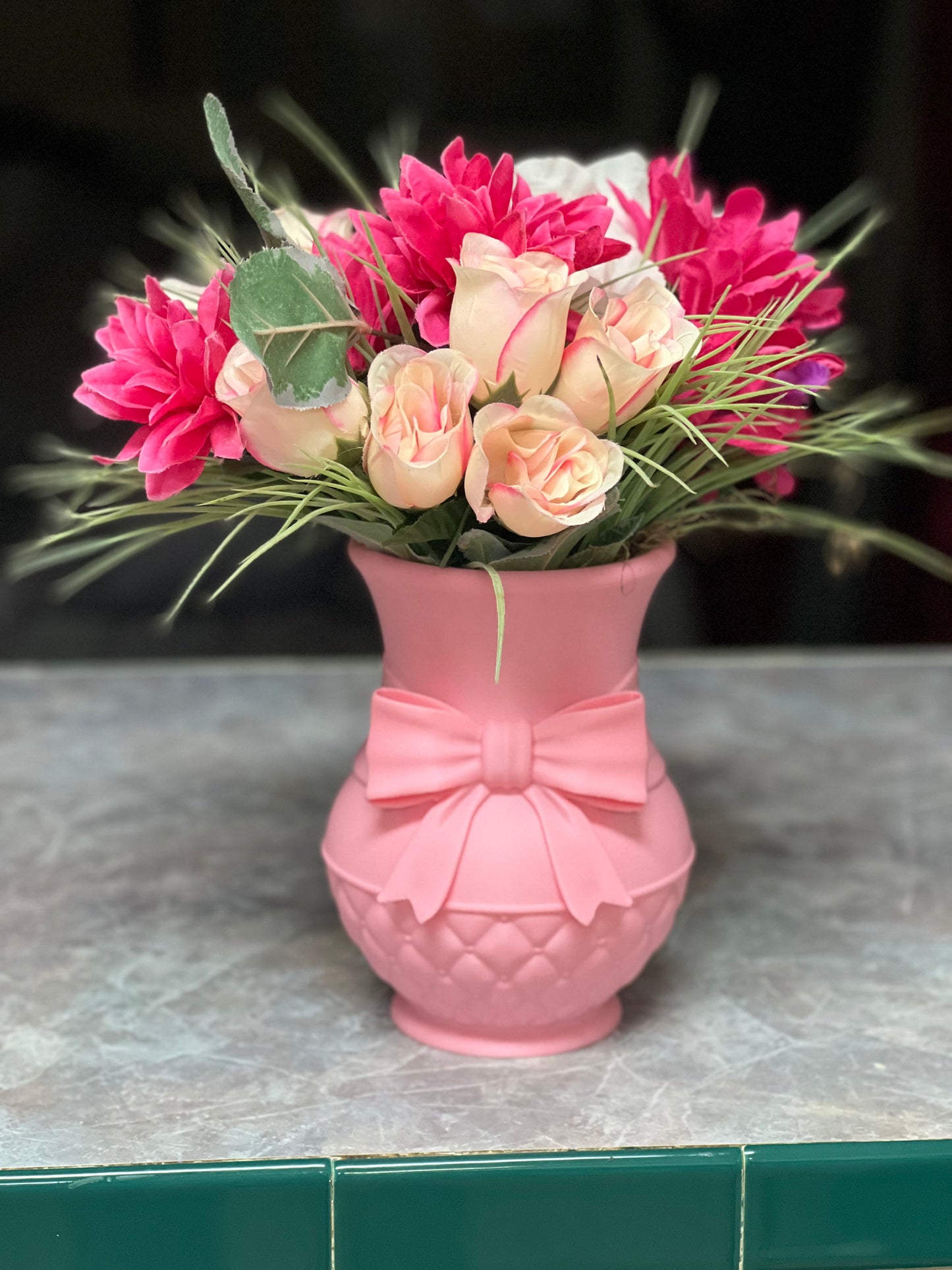 Blush Pink Bow Vase 8” | Coquette Aesthetic Decor | Cute Flower Vase Gift
