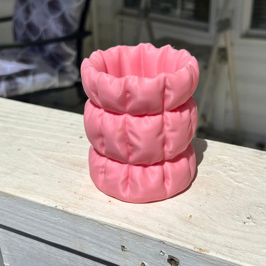 Pink Puffy Pen Holder 3.65” Desk Organizer Cute Pencil Cup Aesthetic Desk Decor