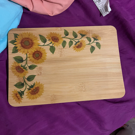 Sunflower Border Bamboo Cutting Board