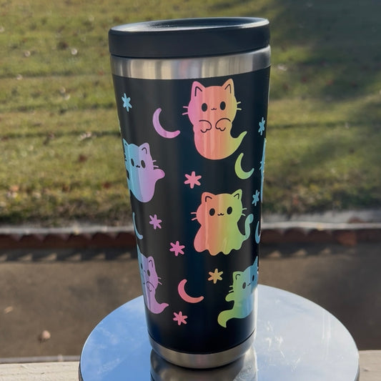 Rainbow Ghost Cat 24oz Insulated Tumbler