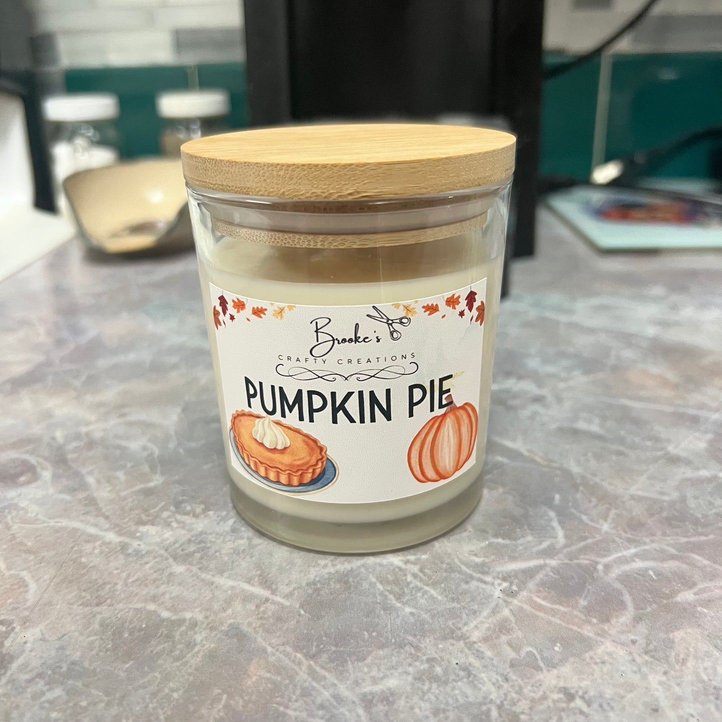 Pumpkin Pie Soy Candle | 10oz Hand-Poured | Fall Bakery Scent | Bamboo Lid