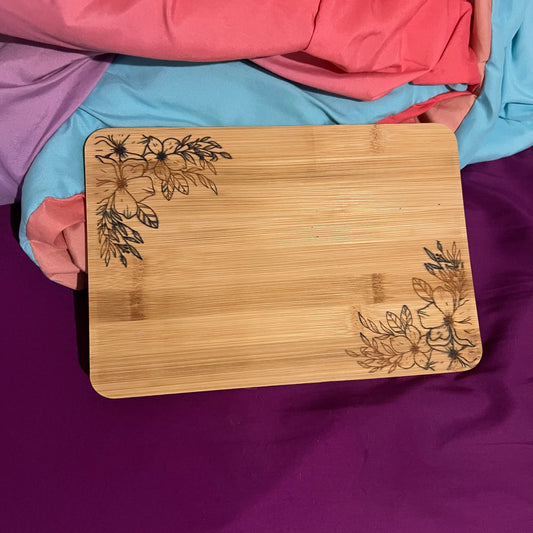 Floral Border Bamboo Cutting Board