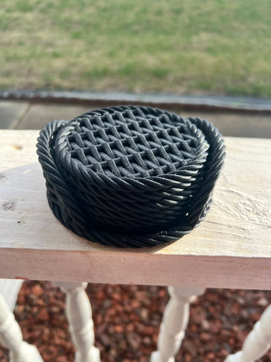 3D Printed Woven Coaster Set with Holder | 6 Coasters Basket Decor