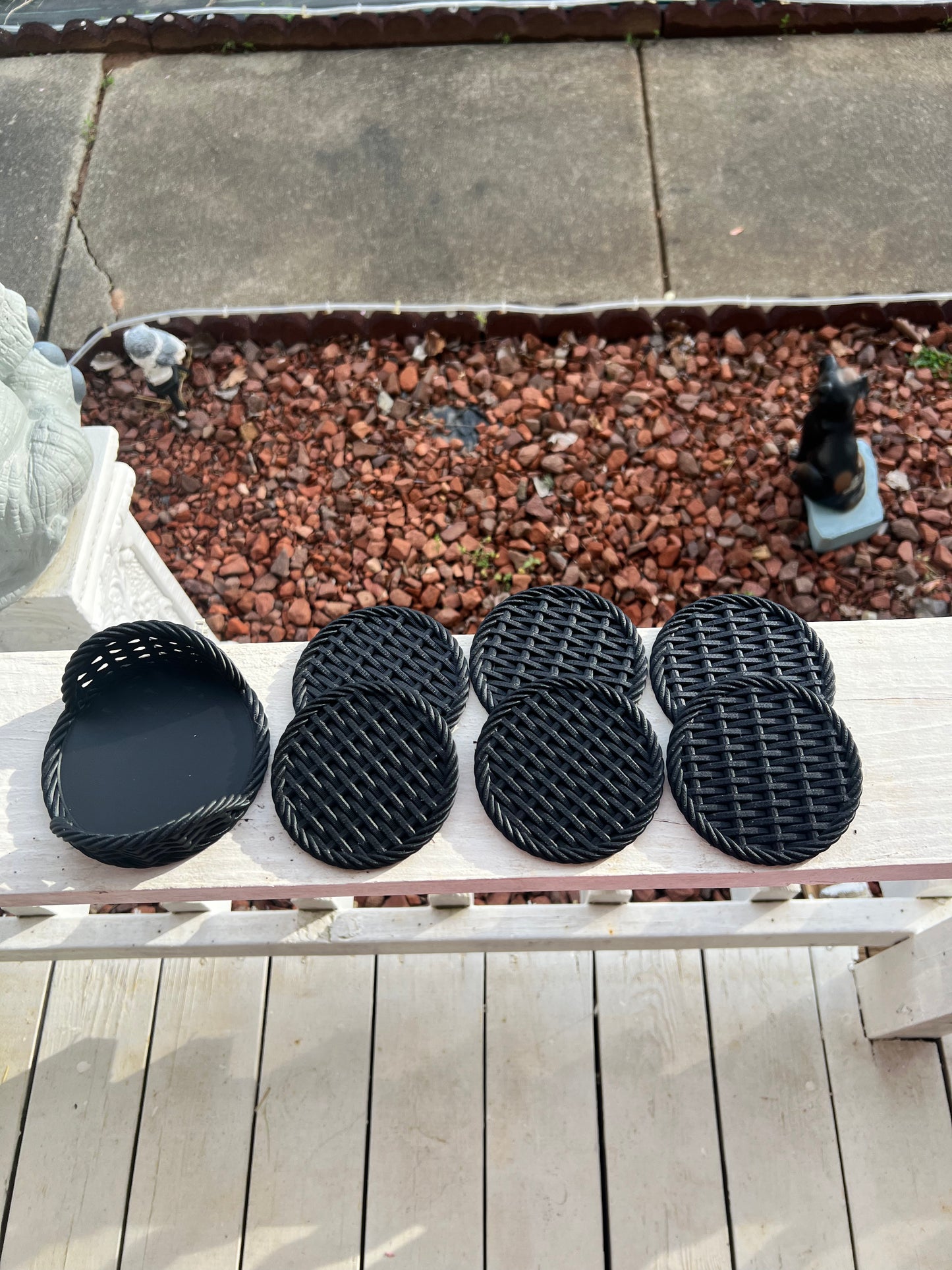 3D Printed Woven Coaster Set with Holder | 6 Coasters Basket Decor