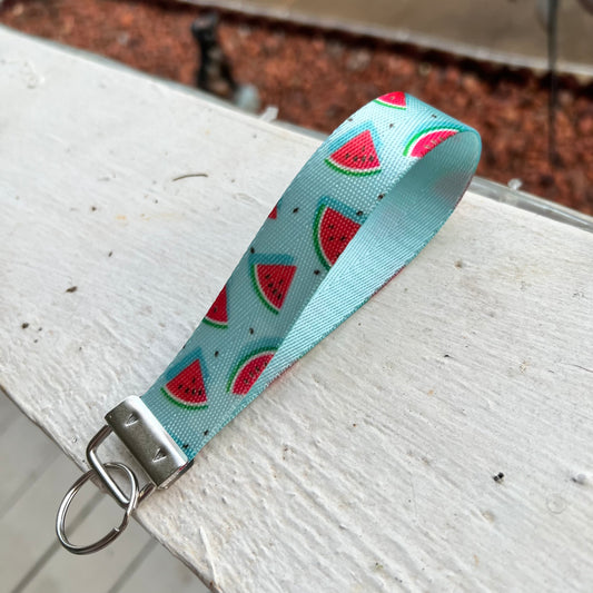 Handmade Blue Watermelon Keychain Wristlet