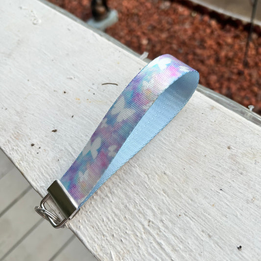 Handmade Blue Butterfly Keychain Wristlet