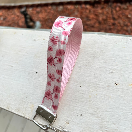 Handmade Pink Cherry Blossom Keychain Wristlet