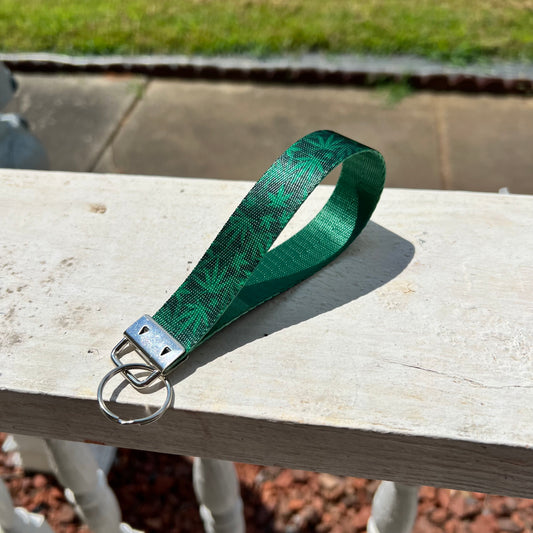 Handmade Green Weed Keychain Wristlet