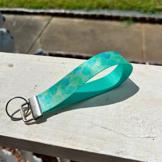 Handmade Aqua Mermaid Tail Keychain Wristlet