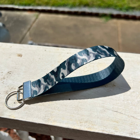 Handmade Gray Camo Keychain Wristlet