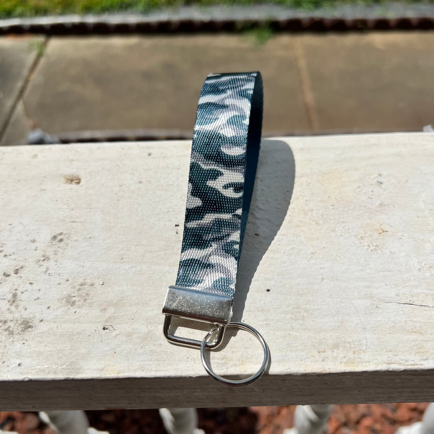 Handmade Gray Camo Keychain Wristlet