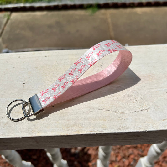 Handmade Croquette Pink Bow Keychain Wristlet