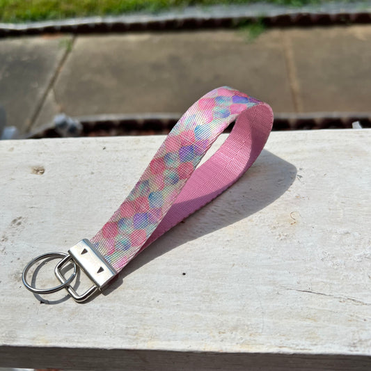 Handmade Pink Mermaid Tail Keychain Wristlet