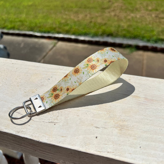 Handmade Yellow Sunflower Keychain Wristlet