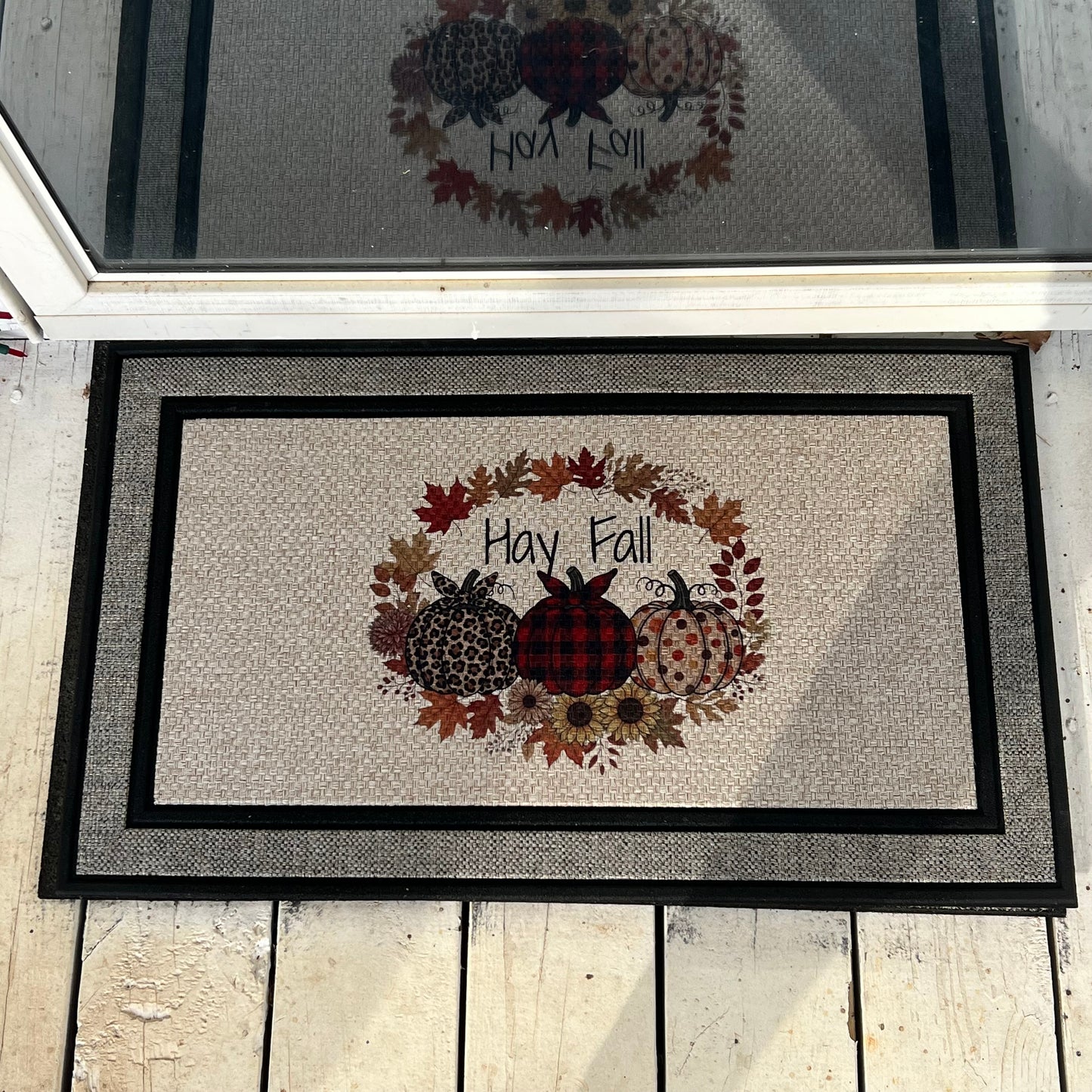 Handmade “Hay Fall” Doormat – 18x30 Fall Pumpkin Front Porch Decor