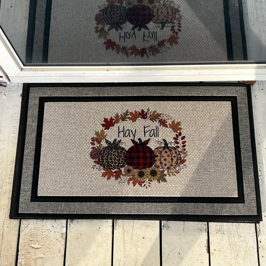 Handmade “Hay Fall” Doormat – 18x30 Fall Pumpkin Front Porch Decor