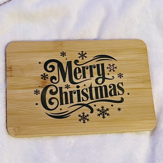 Merry Christmas Bamboo Cutting Board