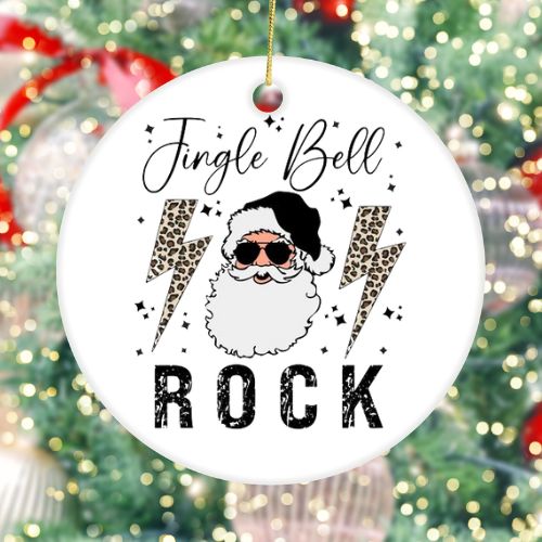 Jingle Bell Rock White Ceramic Christmas Ornament