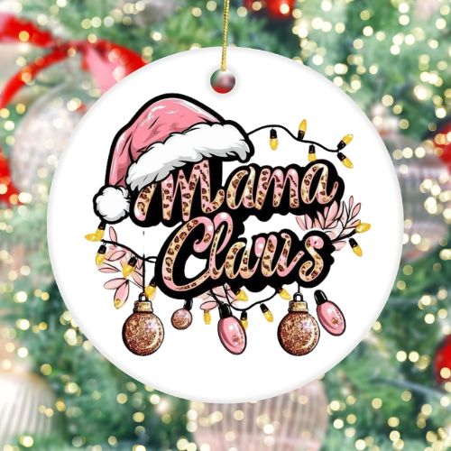 Mama Claus White Ceramic Christmas Ornament