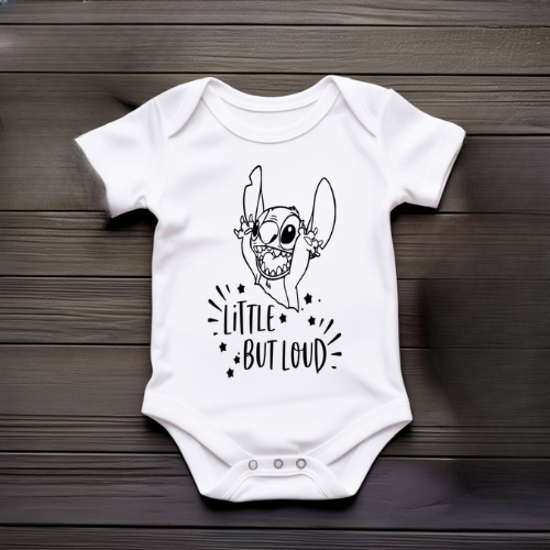 Little But Loud Stitch White Baby Onesie
