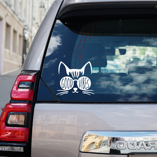 Good Vibes Cat Vinyl Car Decal