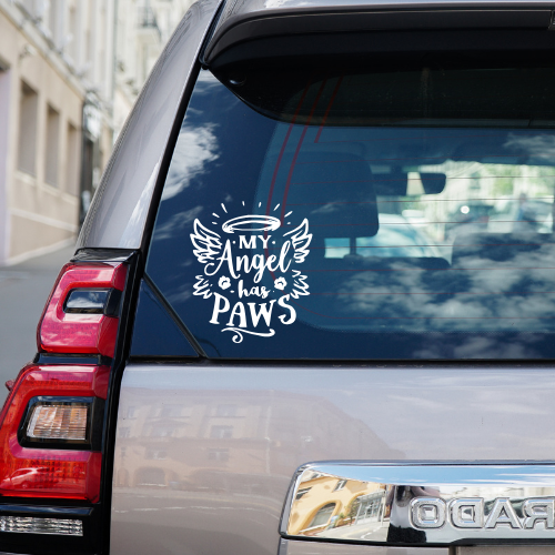 My Angel Has Paws Pet Memorial Vinyl Car Decal