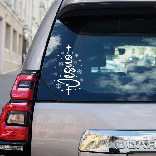 Jesus Christmas Tree Vinyl Car Decal