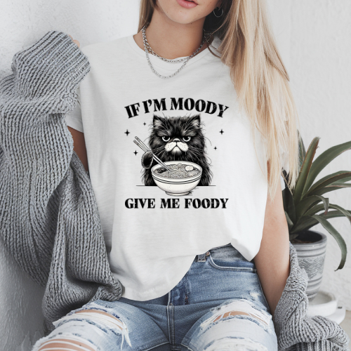 If Im Moody Give Me Foody Cat Graphic T Shirt