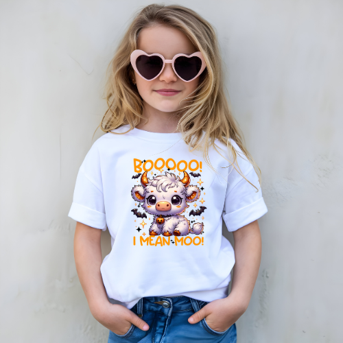 Mooo I Mean Boooo Halloween Kids Graphic T Shirt