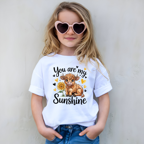 Highland Cow You Are My Sunshine Kids Graphic T Shirt