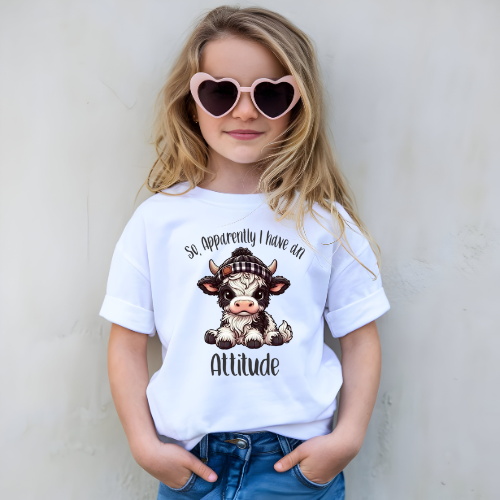 I Have An Attitude Cow Kids Graphic T Shirt