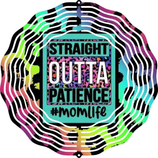 Handmade Straight Outta Patience Mom Life Rainbow Leopard 10" Wind Spinner