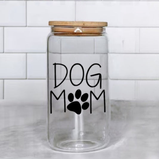 Dog Mom Glass Cup