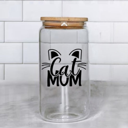 Cat Mom Glass Cup