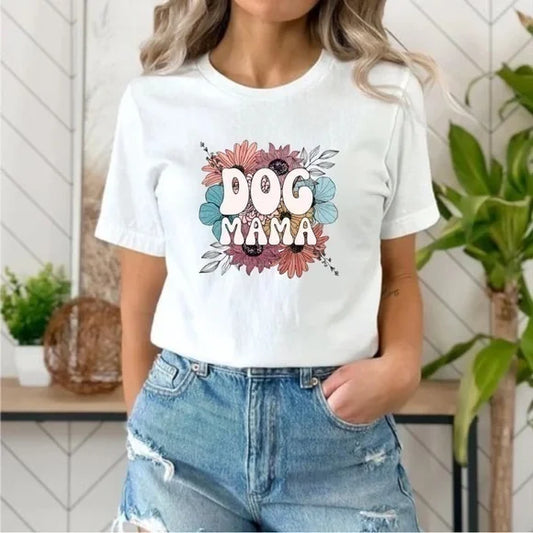Dog Mama Floral Graphic T Shirt