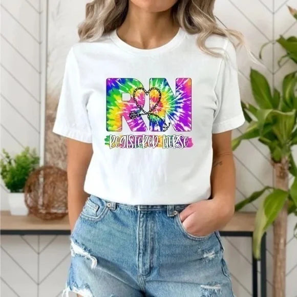 Registered Nurse Tie Dye Graphic T Shirt